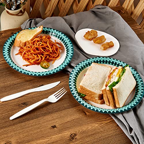 JOLLY PARTY Paper Plates Disposable, 360 Count 8.37 inch Dinner Paper Plates, Soak Proof Disposable Plates, Cut Proof Paper Plates for Everyday Use, Diamond Pattern Rim Design - Thumbnail 6