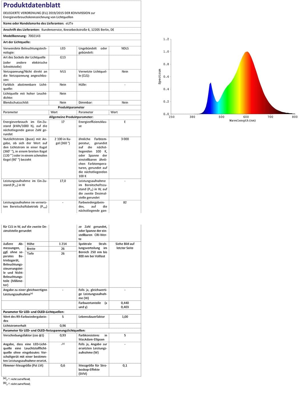 eLITe LED Röhre T8, 120cm, 17W, 830, 3000K, Warmweiß, 2200lm, 5 Stück | 330 Grad Abstrahlwinkel, 50.000h Lebensdauer, 5 Jahre Garantie, 26mm Durchmesser