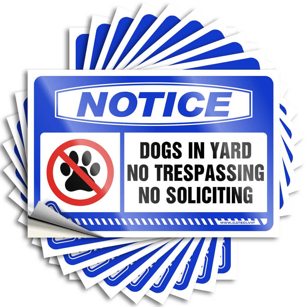 Fzfn Colour Bathroom Sets Garage Decal - Notice Dogs In Yard No Trespassing No Soliciting Crazy Durable Sticker Easy Apply For Adult Decor(8X12cm)