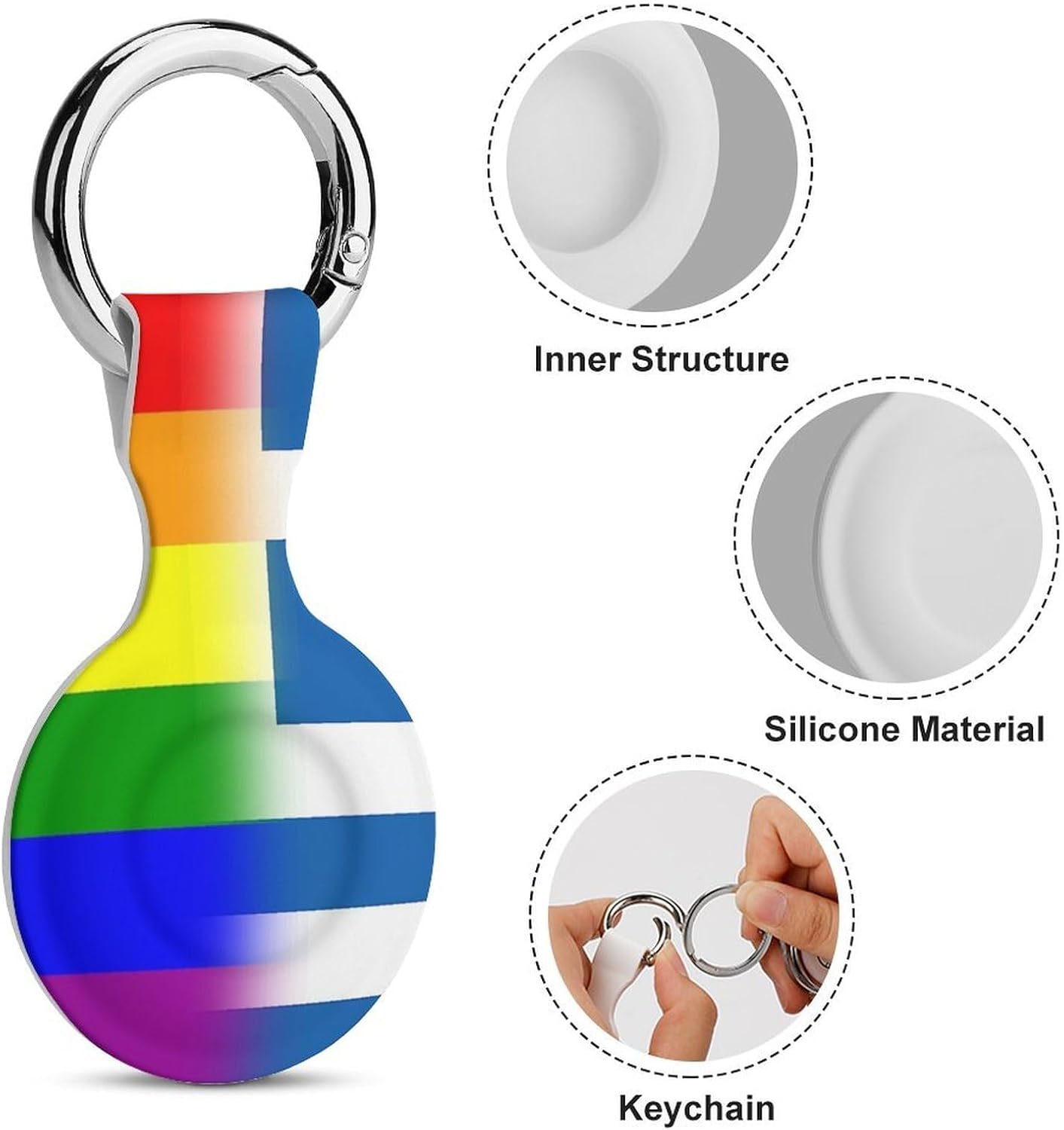 LGBT Gay Greece Flag Funny Cover Compatible with AirTag Case Protector GPS Tracker Holder with Keychain