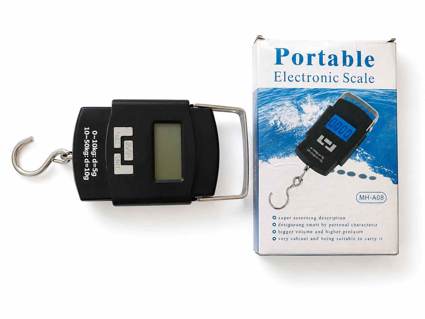 Portable Electronic Hanging Scale AK A08, 40kg Capacity PACK OF 1 CLUN | LCD Backlit Display, Tare Function, 5g Precision, Travel & Luggage Use, Compact Design-image-34