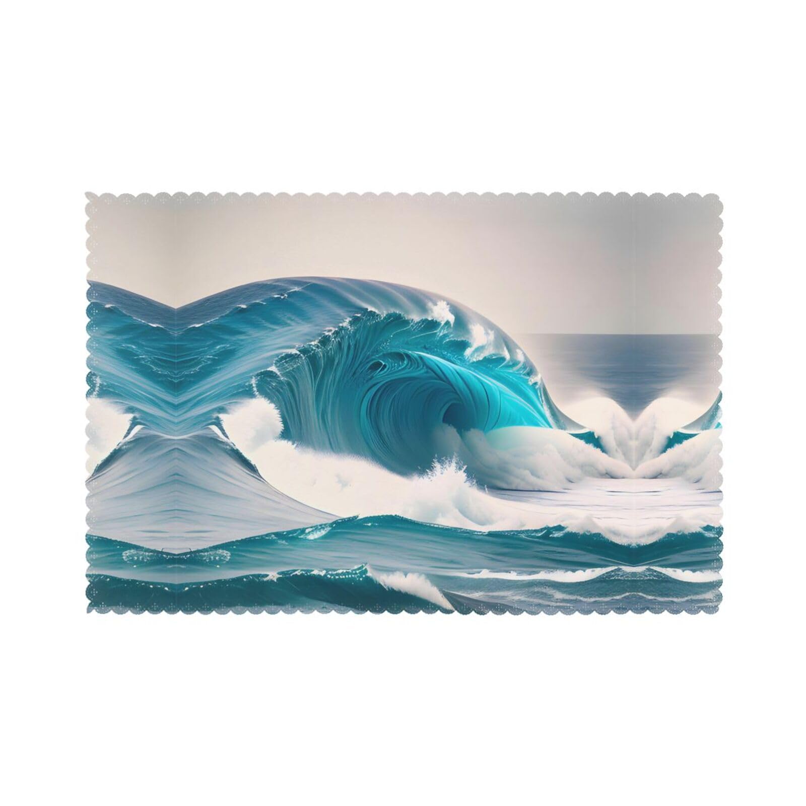 Tapis de table motif vagues marines bleues pour repas de famille et de fête