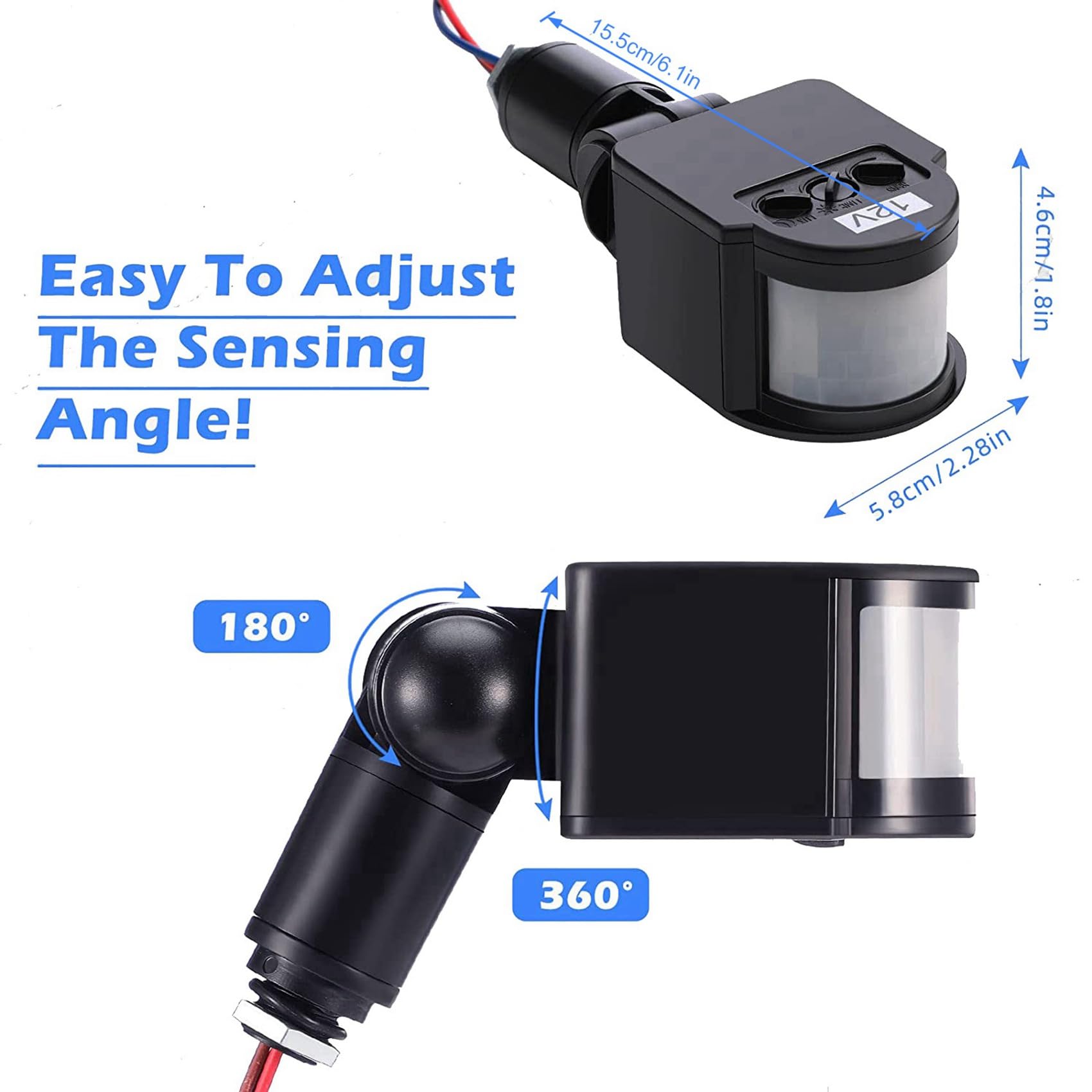 12x Sensore di Movimento 12V Sensore Pir Sensore un Infrarossi Automatico Rilevatore di Movimento Interruttore Luce Pir Esterno per Parete Interno Esterno