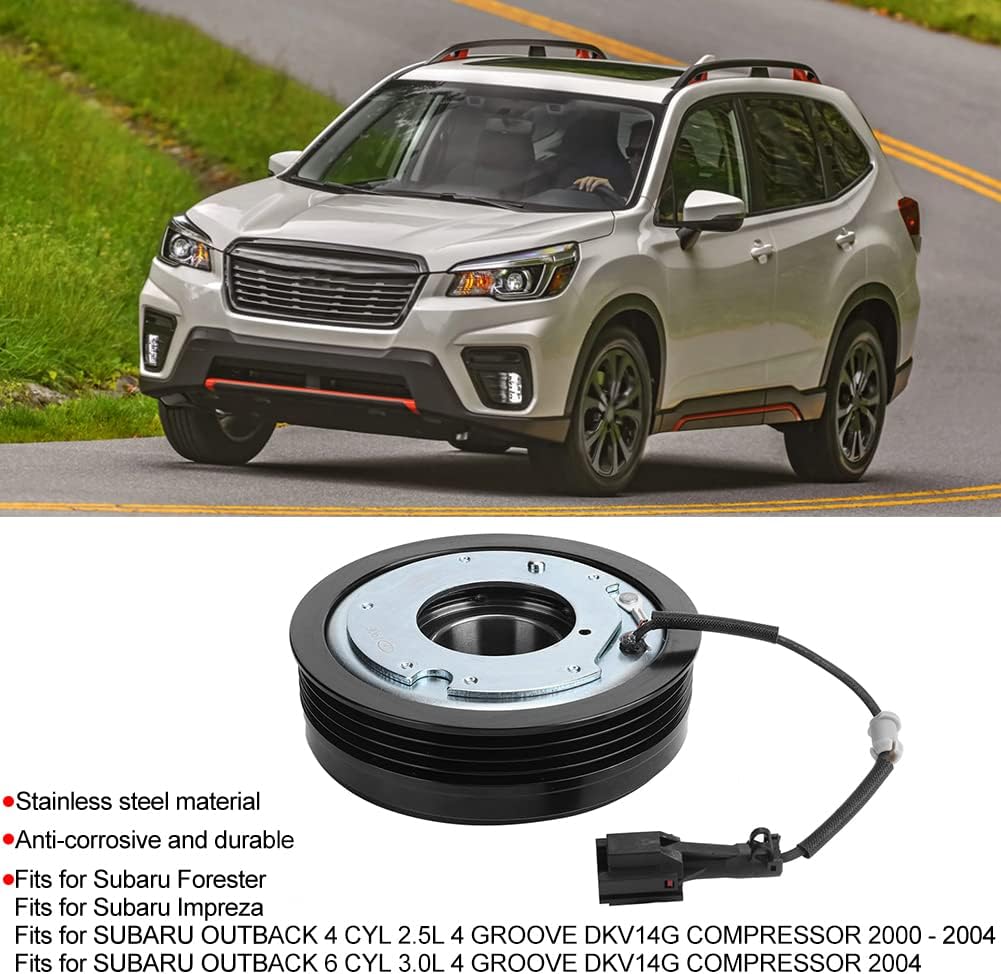 Clutch Pulley, AC Compressor Clutch Coil Compatible with Subaru Forester Impreza Outback, 73111FG001 Air Conditioning Drive Pulley, Car AC Compressor Replacement Part
