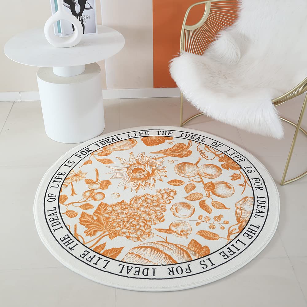 Patrón de flores Alfombra redonda Alfombra para sala de estar Alfombra para silla de computadora para niños Alfombra para gatear para niños Alfombra antideslizante,A,∅ 140cm