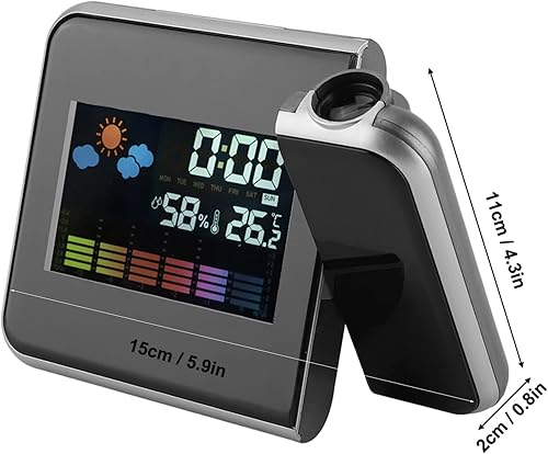 Miniatura 4 de Allomn - Reloj despertador de proyección, reloj proyector digital LED de previsión meteorológica, calendario, pantalla de humedad, reloj despertador