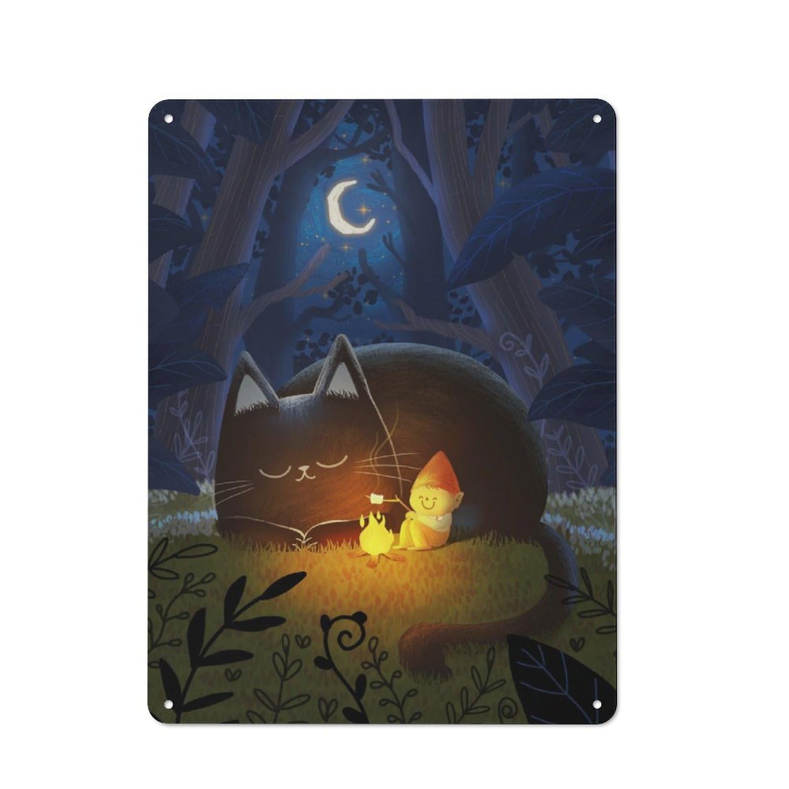Junmoney Marshmallow At The Fire Rustic Tin Wall Plaque 40X30cm For Guest Room Or Hallway, For Garage, Workshop And Man Cave Decoration