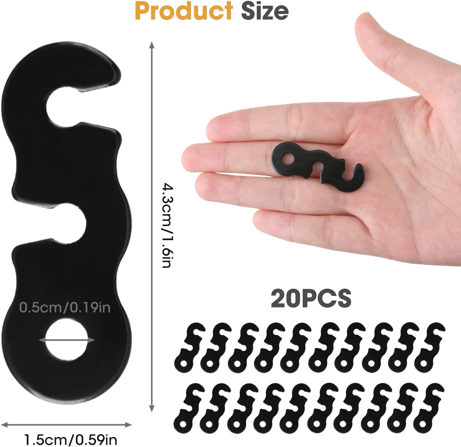 20 Pcs Tent Guide Lines Tensioners S-Shaped Aluminum Alloy Wind Rope Buckle Camping Cord Adjusters Portable For Hiking Backpacking Picnic Shelter Shade Canopy Outdoor Black 3 614p8pQ36bL. AC SL1500