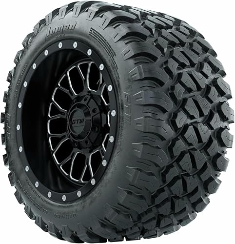 Miniatura 3 de GTW Combo de ruedas y neumáticos para carrito de golf de 12 pulgadas  GTW Helix negro materuedas mecanizadas en neumáticos radiales todo terreno de