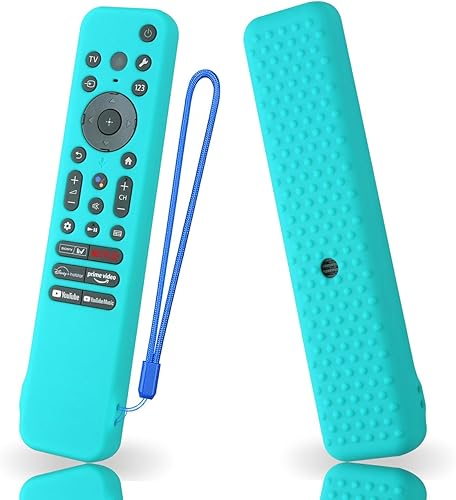 Funda de silicona para Sony RMF-TX910U RMF-TX810U, funda protectora de silicona para control remoto Sony TV RMF-TX910U con cordón (verde menta)