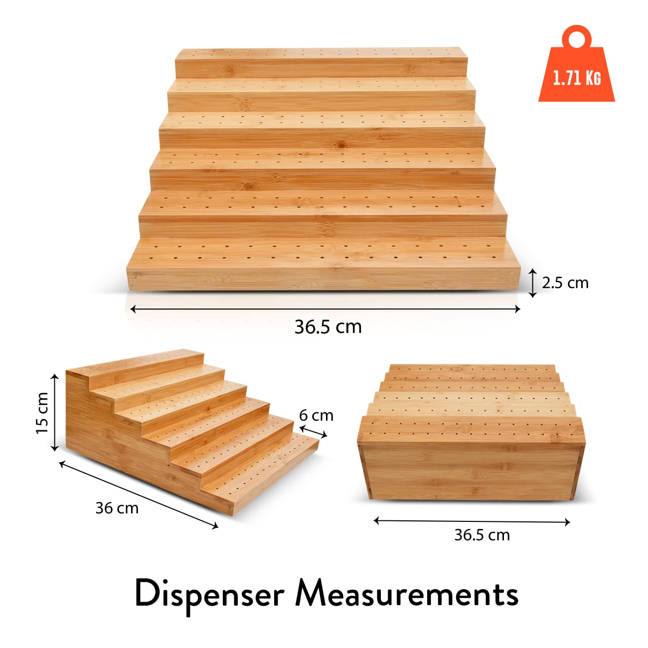 Multi-level rectangular bamboo food skewer holder: Perfect for Cocktail Parties and Catering Events - Biodegradable and Eco-Friendly Pick Stand and Food Display (Stairs Style)