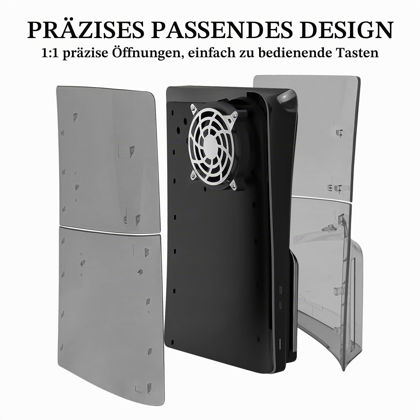 Geekria Transparente Abdeckplatten, kompatibel mit PS5, PlayStation 5 Console, Ersatzgehäuse, Gaming-Zubehör (ps5 Slim) Schwarz