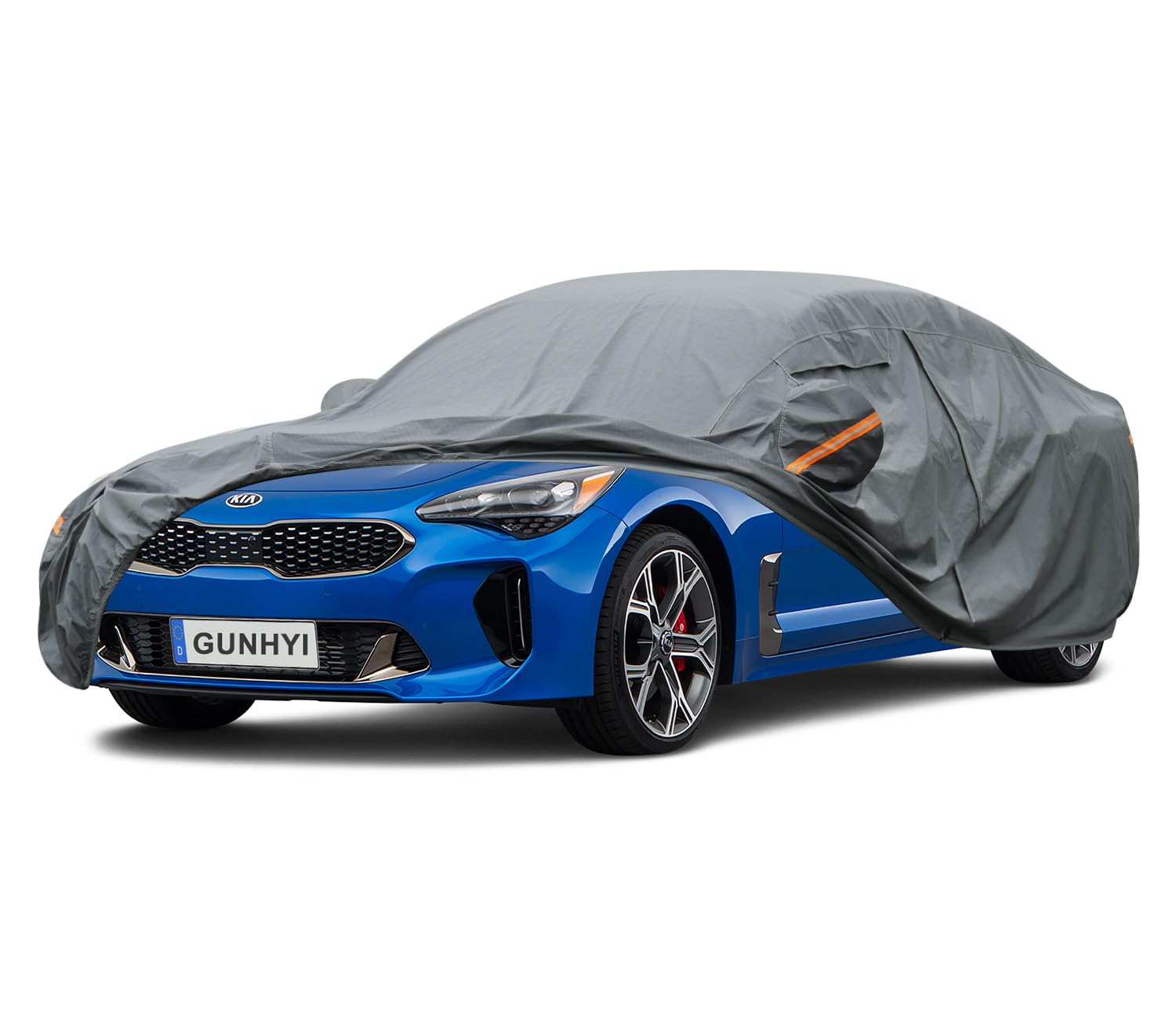 GUNHYI Premium Car Cover Custom Fit Kia Stinger, 16 Layers Heavy Duty Car Cover Waterproof All Weather with Zipper Door for Sun Rain Snow Dust Uv Protection