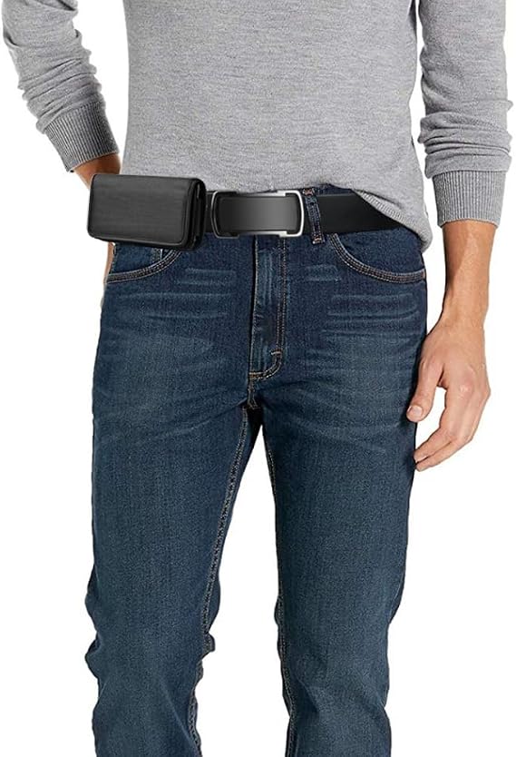Nylon Cell Phone Holster for Nokia G100, G400, OnePlus 10, 9, 8T, 7T Pro, N100, N200 5G, AT&T Maestro 3, TCL 30V - Horizontal Case Canvas Waist Carrying Pouch with Belt Clip/Loops, Black
