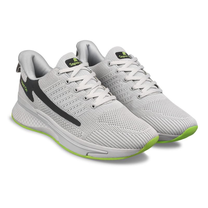 Image of SSPOT ON Black P.Green Men's Running Lightweight Breathable Shoes with Memory Cushion