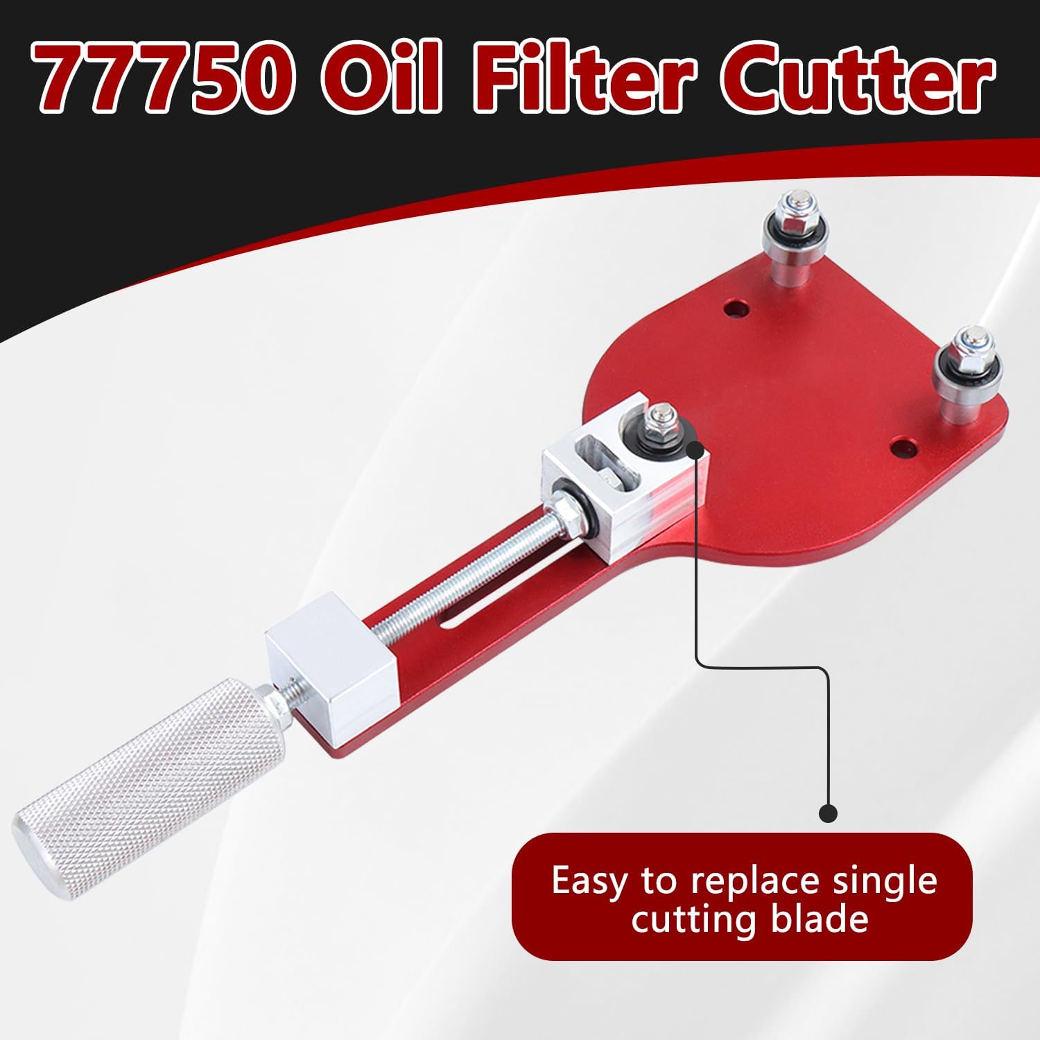 77750 Oil Filter Cutter Oil Filter Cutting Replace Tool Compatible with Filter Cutting Range 2 3/8"-5" Red