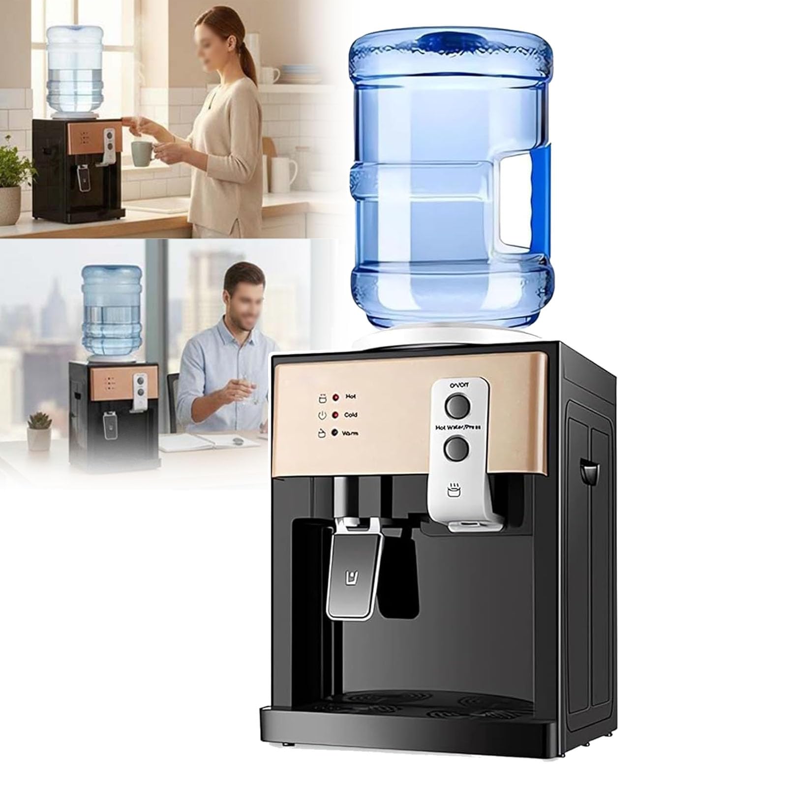 Tischwasserspender Mit Intelligenter Temperaturregelung, 3 Temperaturstufen (heiß/kalt/Zimmertemperatur), Leicht Zu Demontieren Und Zu Reinigen, Für Zuhause Und Büro,Metallic