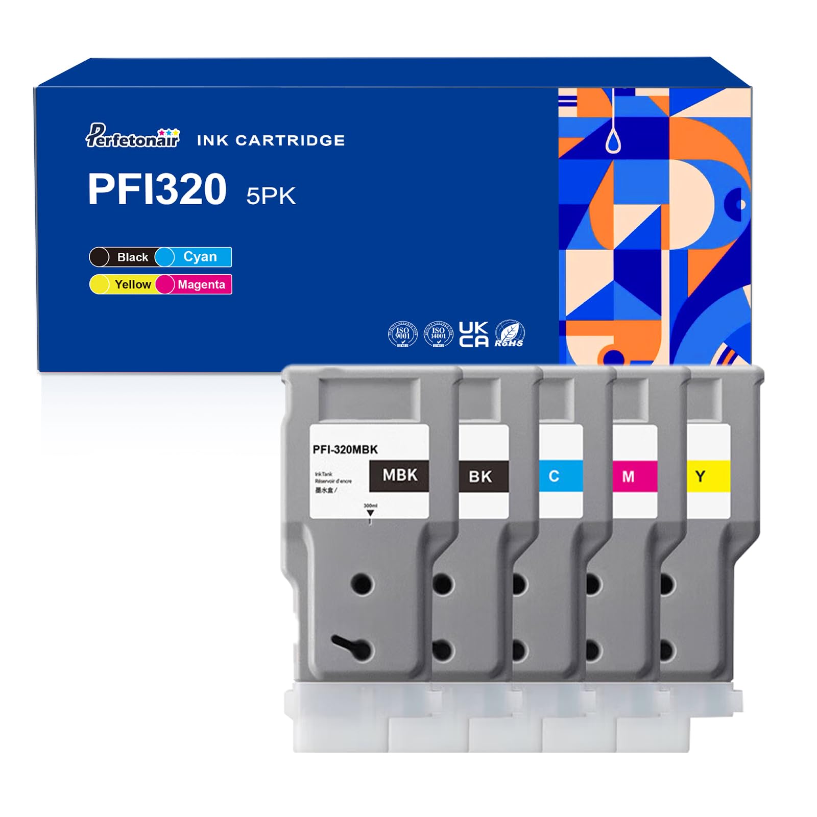 PFI320 Tintenpatronen Ersatz für Canon PFI 320 (5er-Pack)