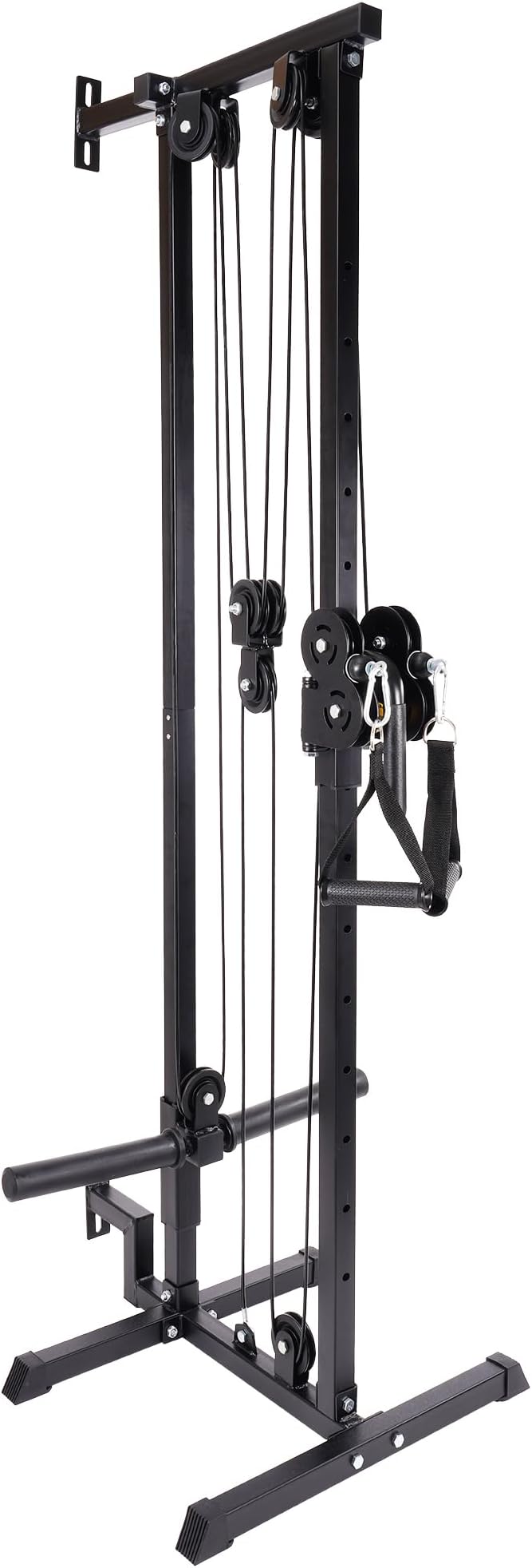 Fitvids Wall Mount Cable Station with Adjustable Dual Pulley System Pull Down Fitness Station