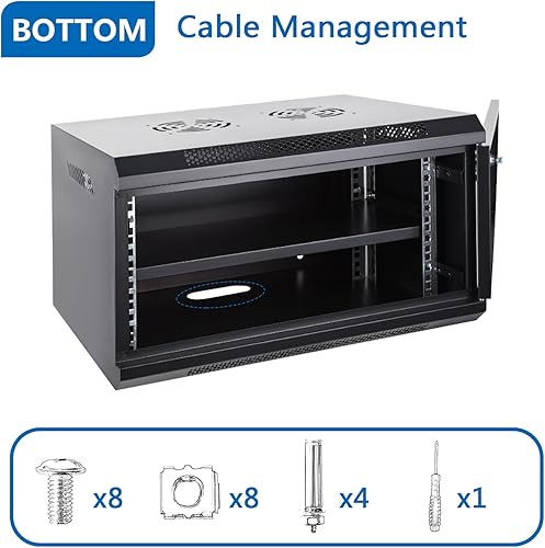Miniatura 5 de Gabinete de servidor de montaje en pared 6U Gabinete de servidor de red de TI Puerta de bloqueo Negro, no requiere montaje
