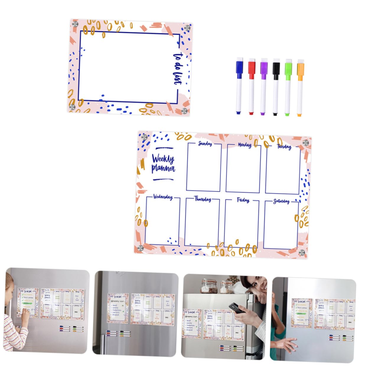 NUOBESTY Magnetische To-do-liste Für Kühlschrank Löschbare Nachrichtentafel Planungstafel Mit Zeitplan-board Wiederverwendbare Magnettafel Für Kühlschrank
