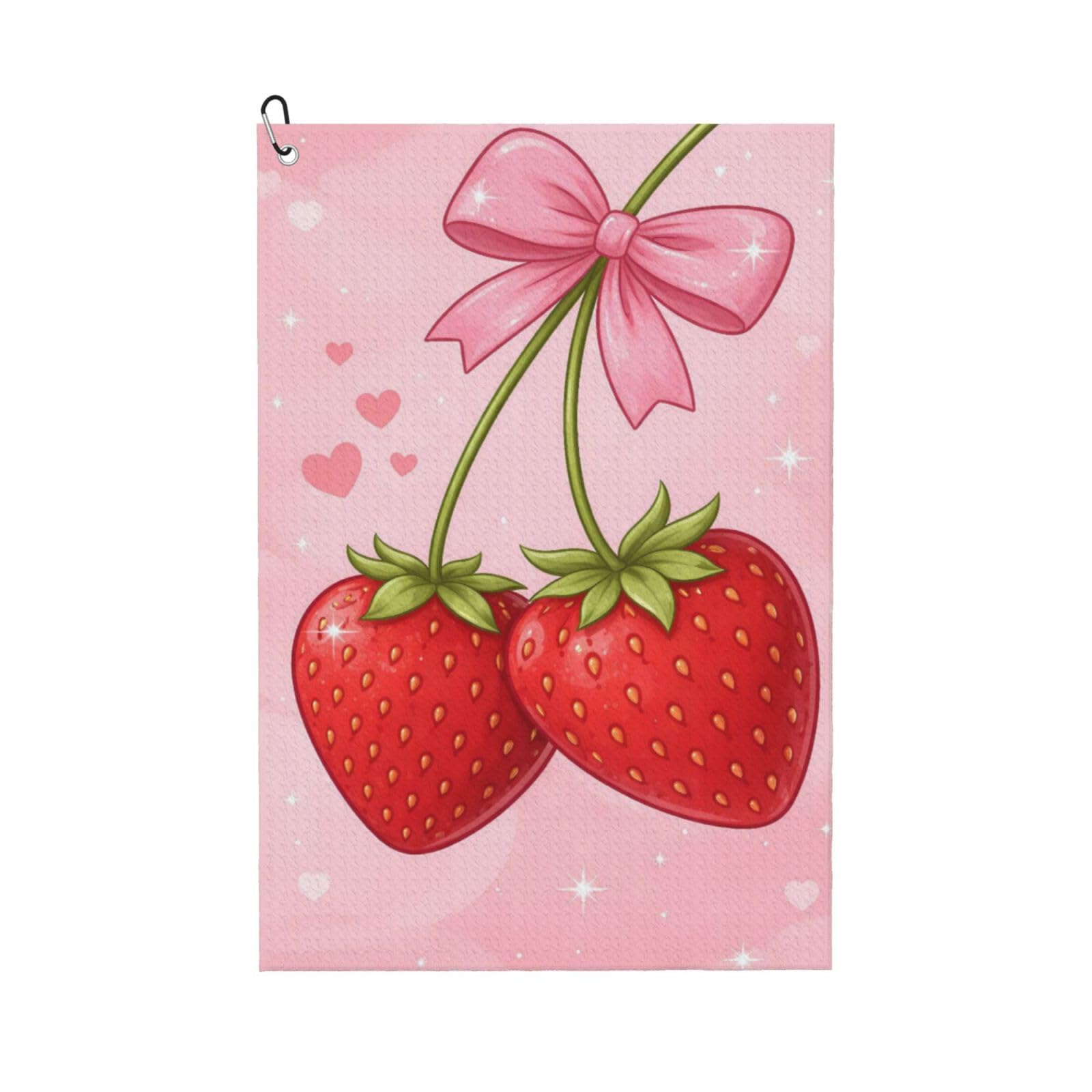 Oudrspo Cartoon Strawberry and Bows Multi-Functional Golf Towel | Absorbent Quick Drying 16x24in