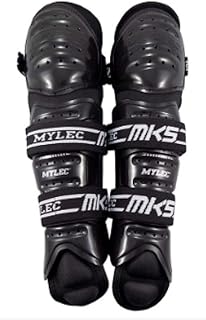 MyLec MK5 Street/DEK Shin Pad, Lightweight & Durable Hockey Accessories, 360° Velcro Straps, Hard Front Shells, Breathable Material, Metatarsal Padding Street Hockey Shin Guards, Foam Rubber(13,Black)