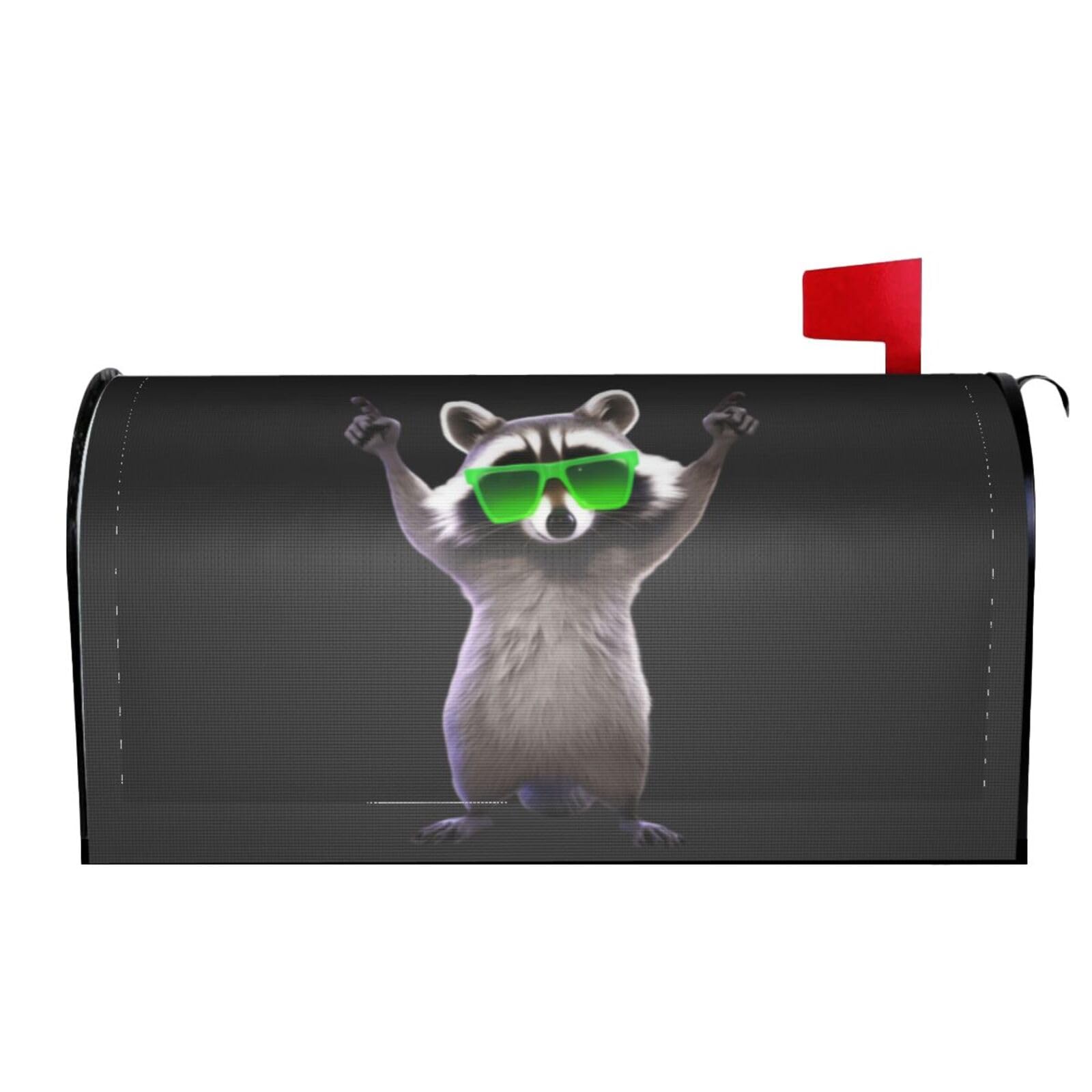 Funny Raccoon Green Sunglasses 03 Mailbox Covers Magnetic Wraps Post Letter Box Cover Garden Home Decor