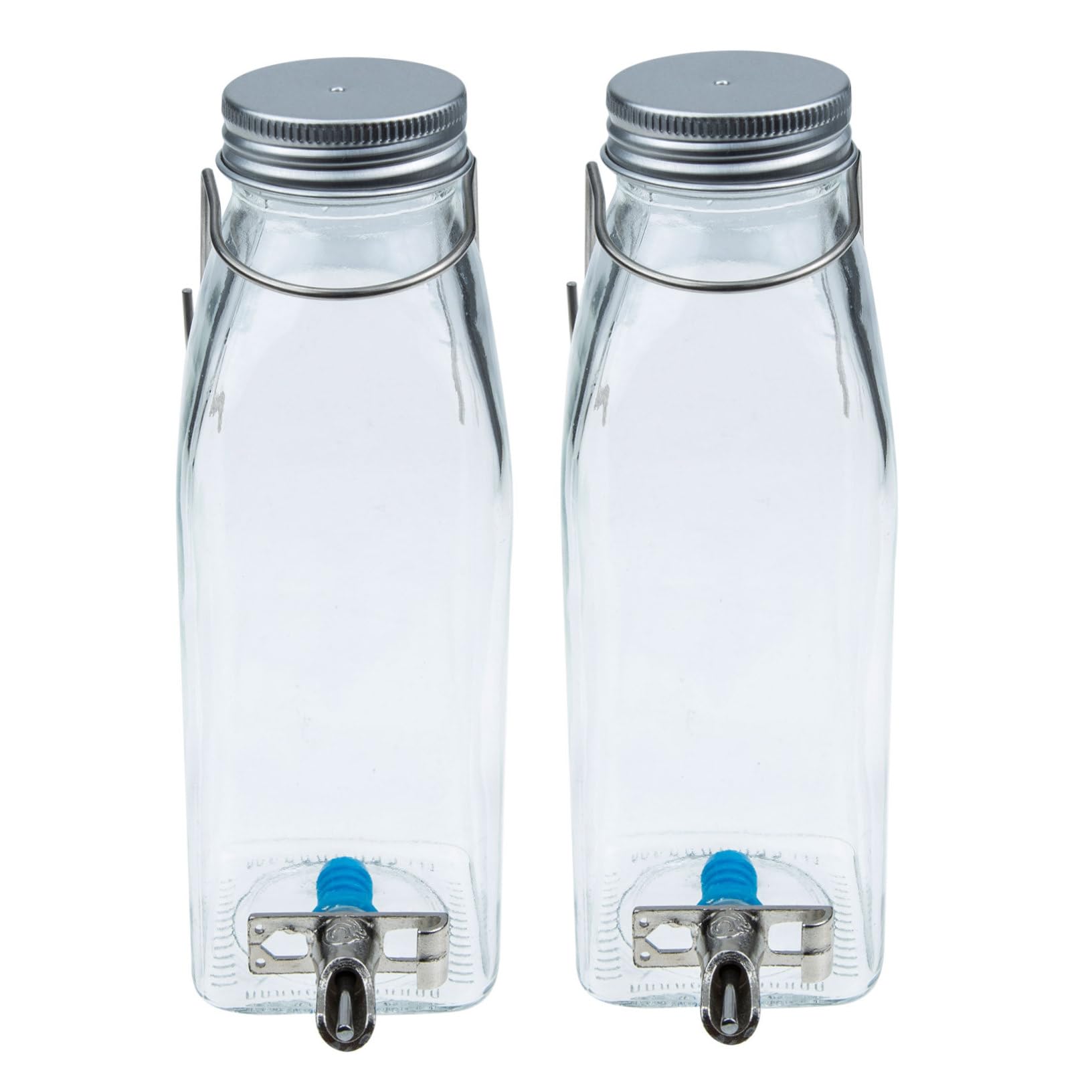 WOONEKY Bebedero para Conejos de Vidrio 350ml, Diseño Colgante para Jaula, Acero Inoxidable y Uso Diario Cómodo para Mascotas Pequeñas