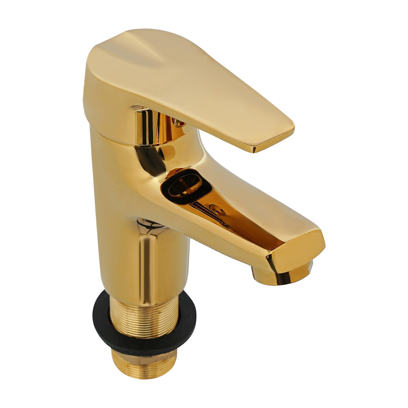 Grifo de lavabo de latón con orificio dorado