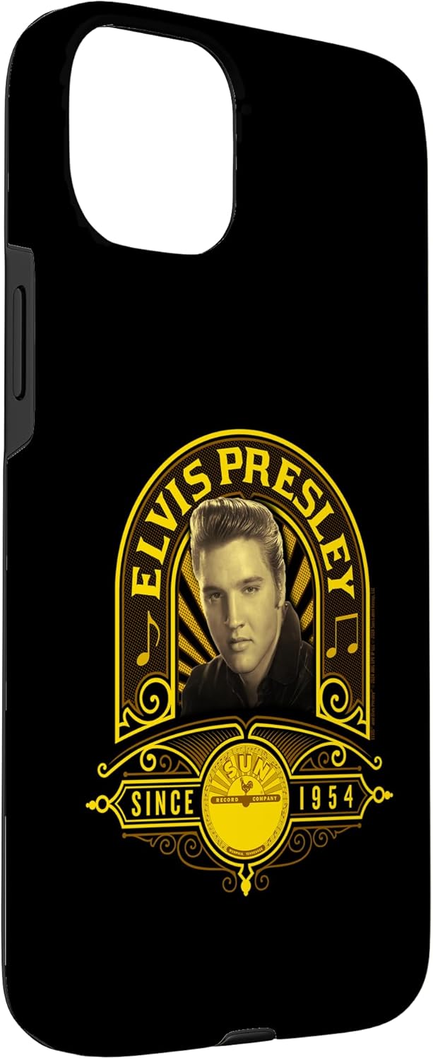 Sun Records X Elvis Presley Since 1954 Golden Frame Case for iPhone 15 Plus