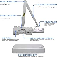 Vista 4 de Nuk3y 4400 Series - Cierrapuertas de hierro fundido grado 1, multimontaje, tamaño ajustable 1-6, cumple con ADA, certificación UL (aluminio)
