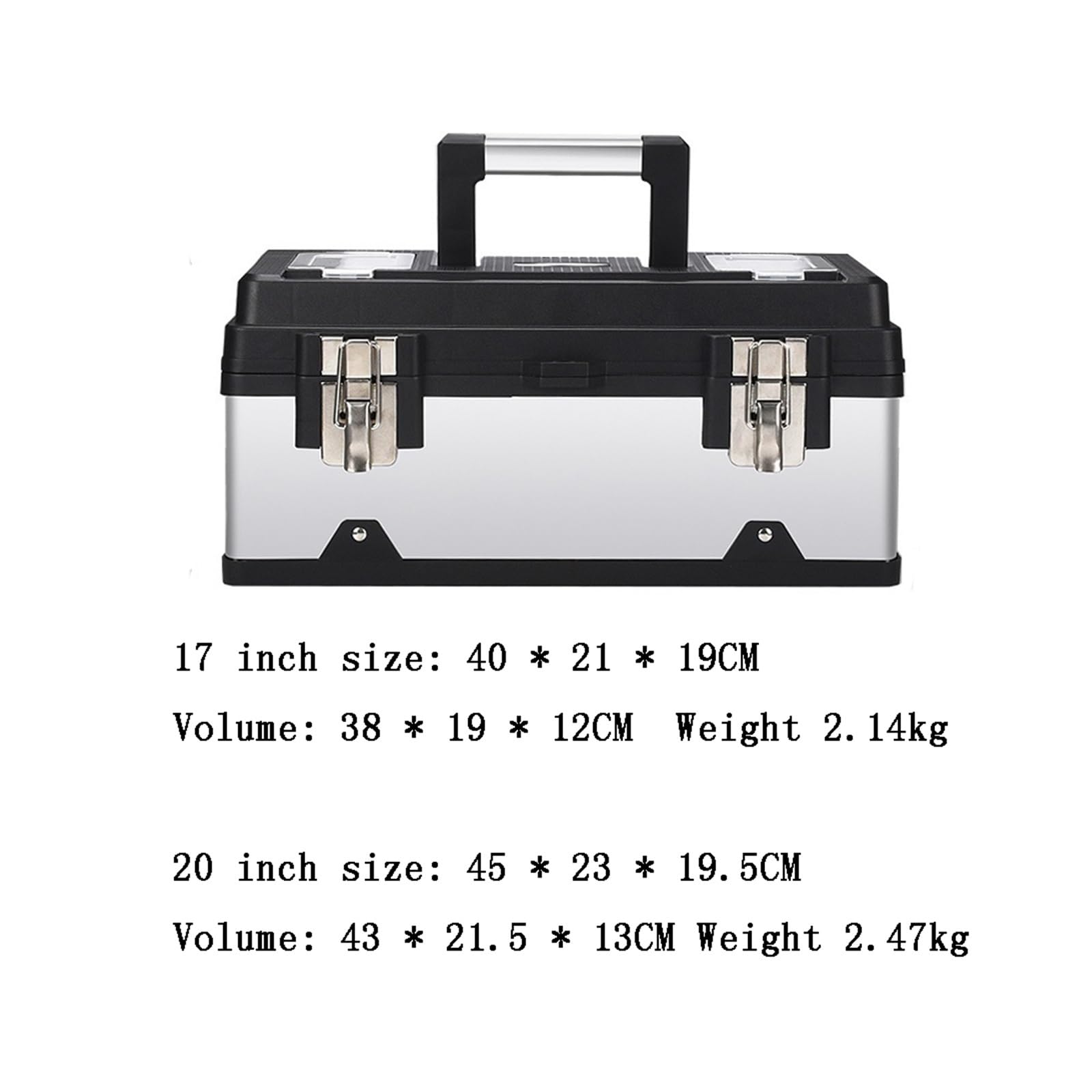 Organizator Wielofunkcyjna skrzynka narzędziowa ze stali nierdzewnej, przenośna do użytku domowego(17inch)