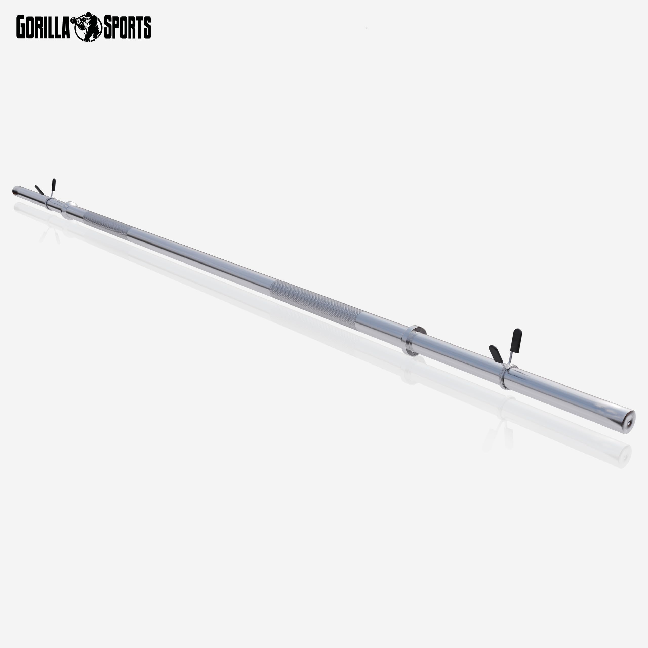 Gorilla Sports® Haltère Longue 170 cm de Barre Chrome avec Fermeture à Ressort en Standard Norme pour entraînement de Culturisme et Le Fitness