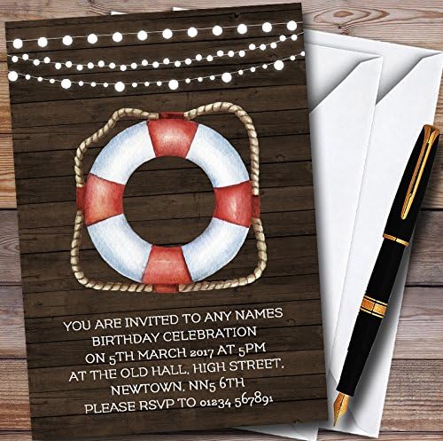 Nautical Rustic Wood Personalized Childrens Party Invitations