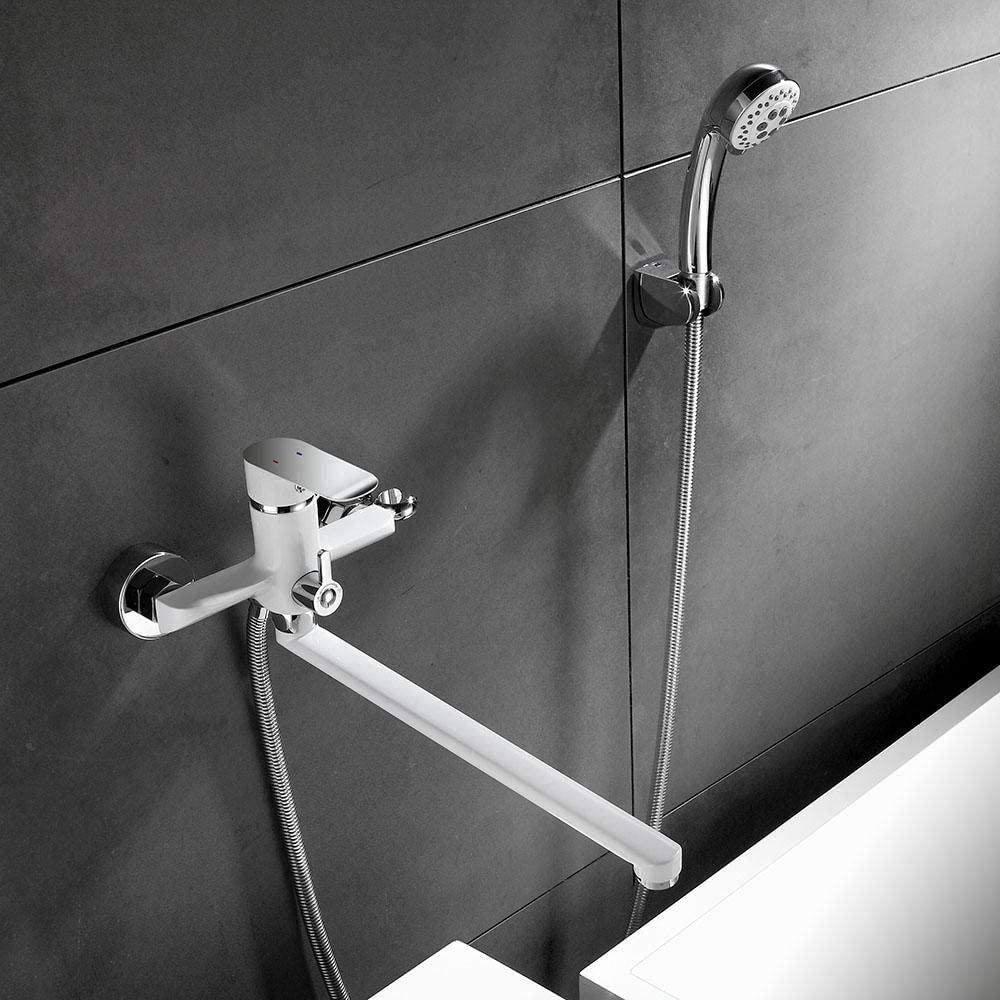 Mitigeur salle de bain 2 fonctions à long nez 35 cm pour douche et balnéo murale