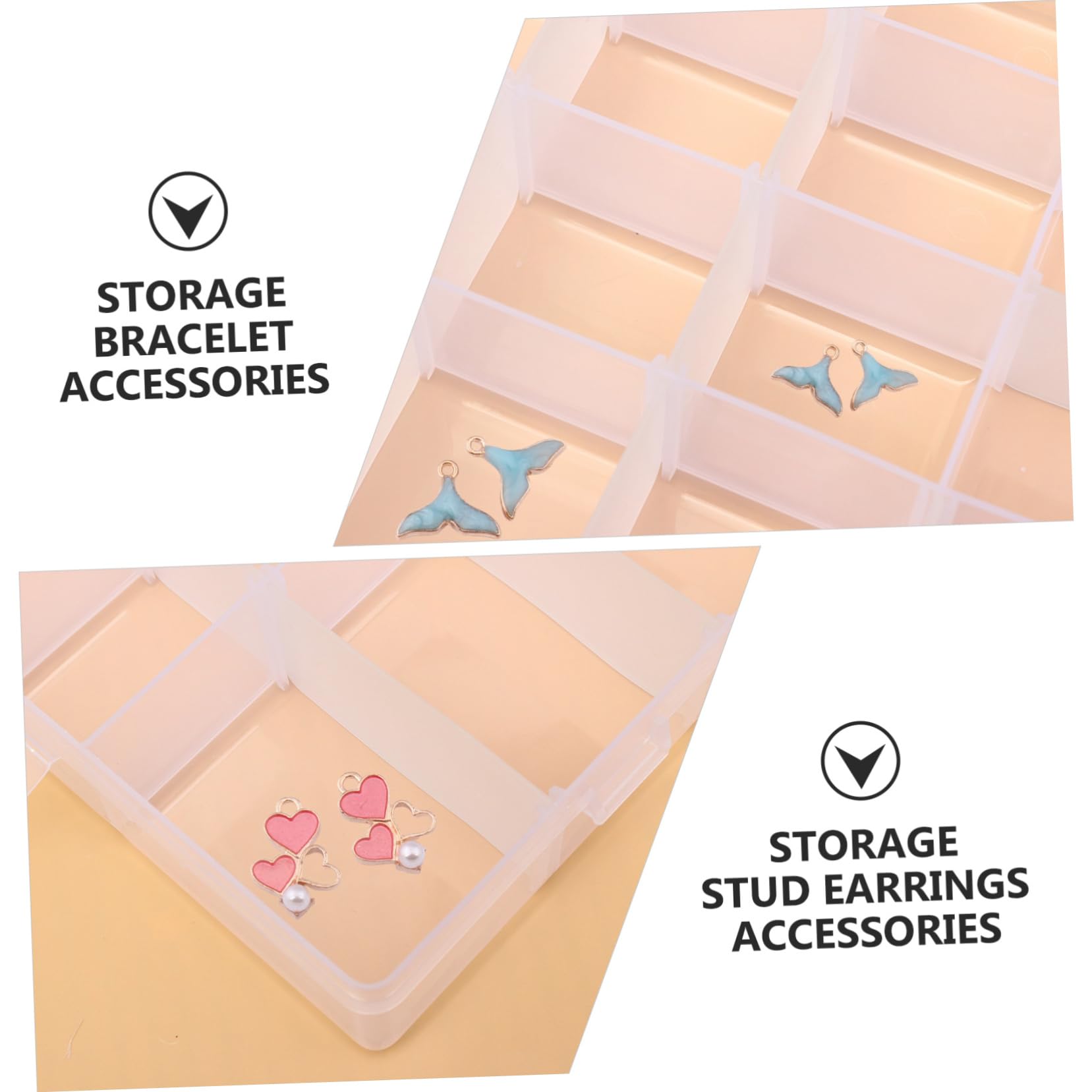 2 Series Caja Organizadora Transparente Con Compartimentos Para Almacenamiento Y Organización De Herramientas De Manicura Nail Art Y Accesorios Pequeños Resistente Y 2 Piezas*2