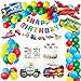 Gafild Anniversaire Décorations Jouets Ballons,Ballons de Voiture Anniversaire Bannière Véhicules de Transport Aluminium Ballons Avion Train Voiture de Police Yacht Camion de Pompier pour Garçon Fille