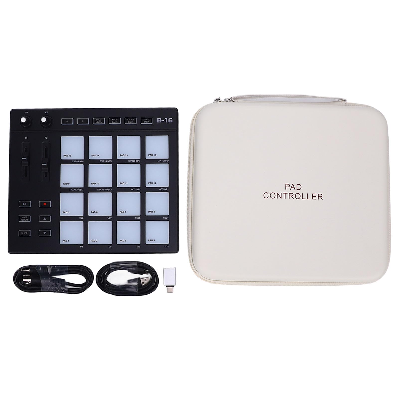 GOWENIC MIDI Controller Pad, RGB Porti de Batería MIDI con 16 Tambores y 2 Perillas Fader Asignables, para Estaciones de Trabajo de Sonido de Producción Musical