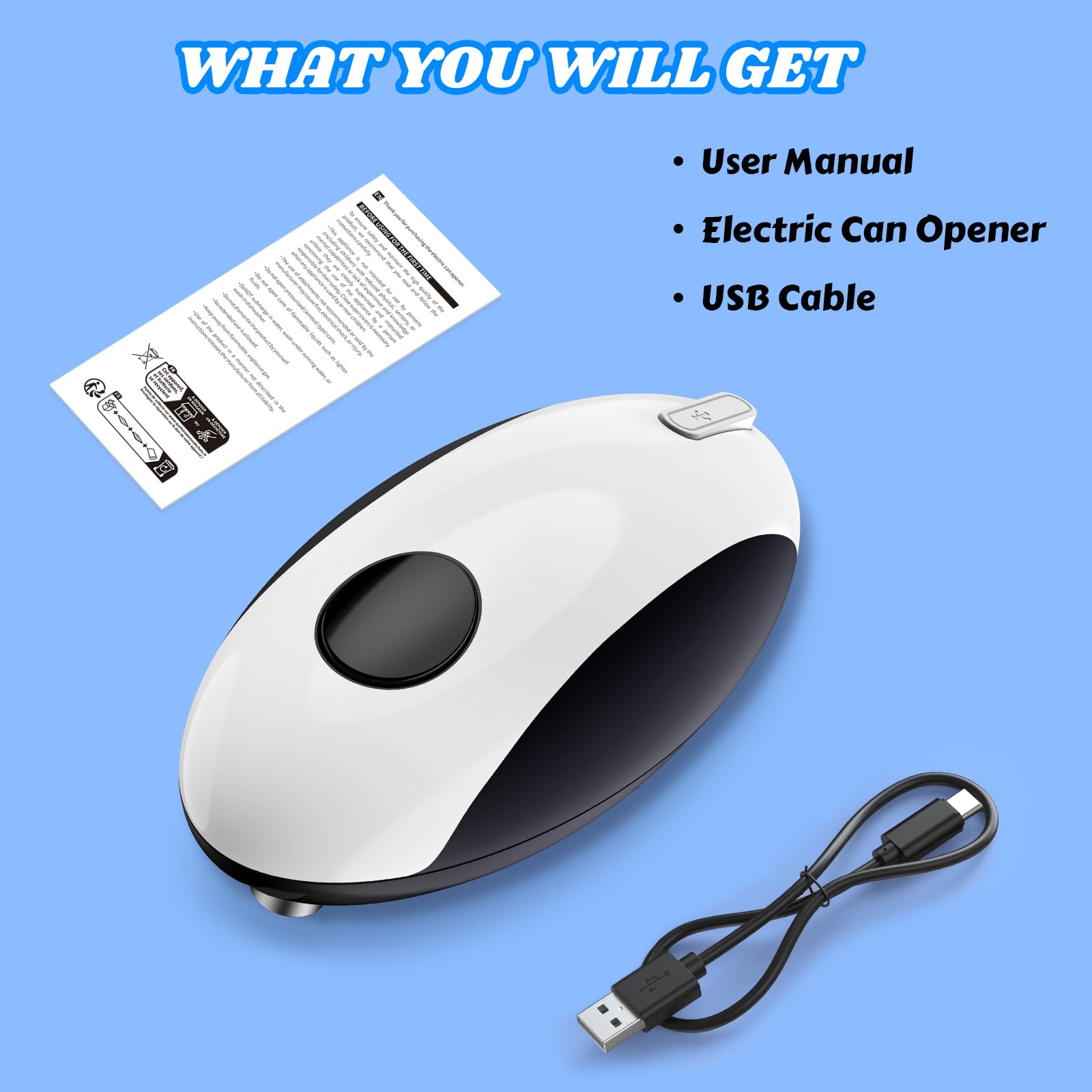 Ouvre-boîte Électrique USB Rechargeable – Fonctionne sur Batterie, Ouverture Automatique à Une Touche, Support Magnétique pour Couvercle & Coupe Lisse, Sans Fil & Facile à Utiliser pour les Seniors