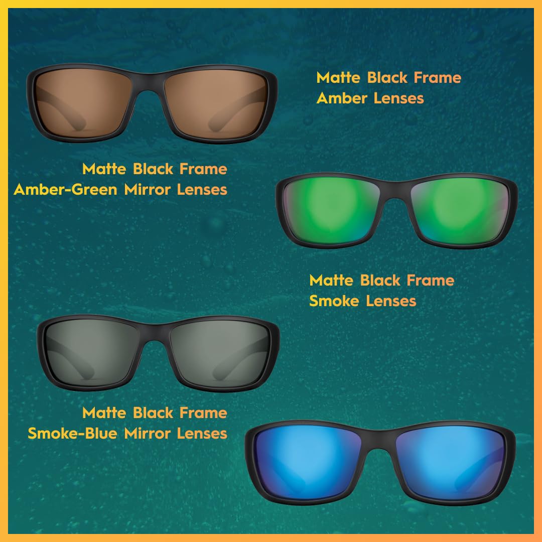 Flying Fisherman Cay Sal Polarized Sunglasses with Matte Black Frame, Amber Lenses
