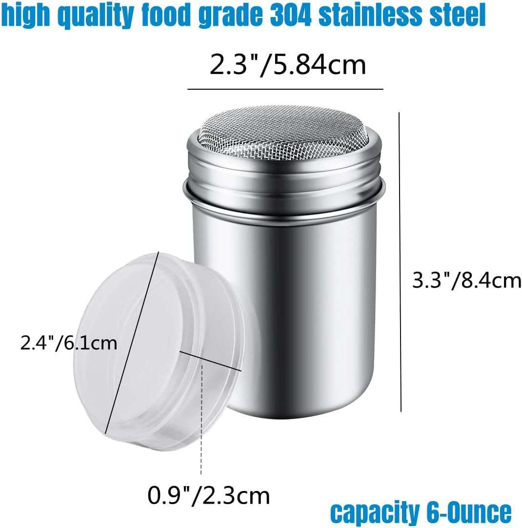 Taluka Stainless Steel Powder Shaker with Lid Kitchen Sprinkler Flour Sifter Dredger Coco Shaker 250 ML Silver Pack of 1 1