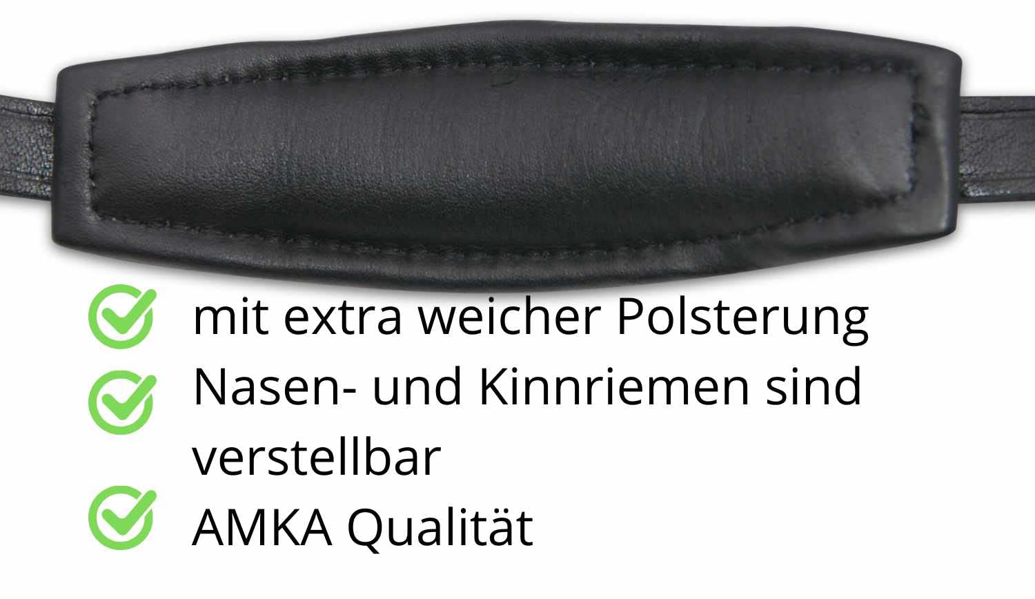 Reitsport Amesbichler AMKA Hackamore - Brida sin morder con almohadilla para la nariz, color negro
