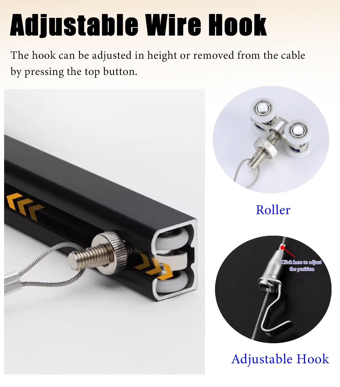 Binario per appendere quadri, supporto regolabile a soffitto/pareti con pulegge scorrevoli e ganci per esporre cornici, 120 cm, strumento professionale per galleria fotografica