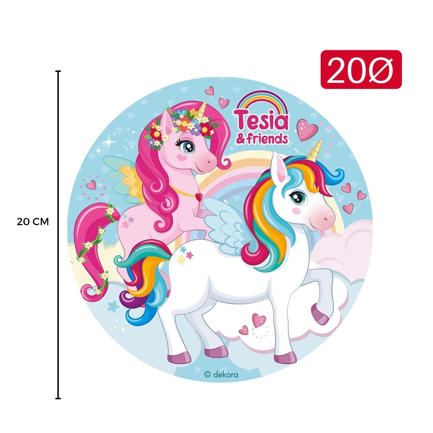 Disco Commestibile Torta Unicorno 20cm - Decorazione Senza Zucchero E Glutine