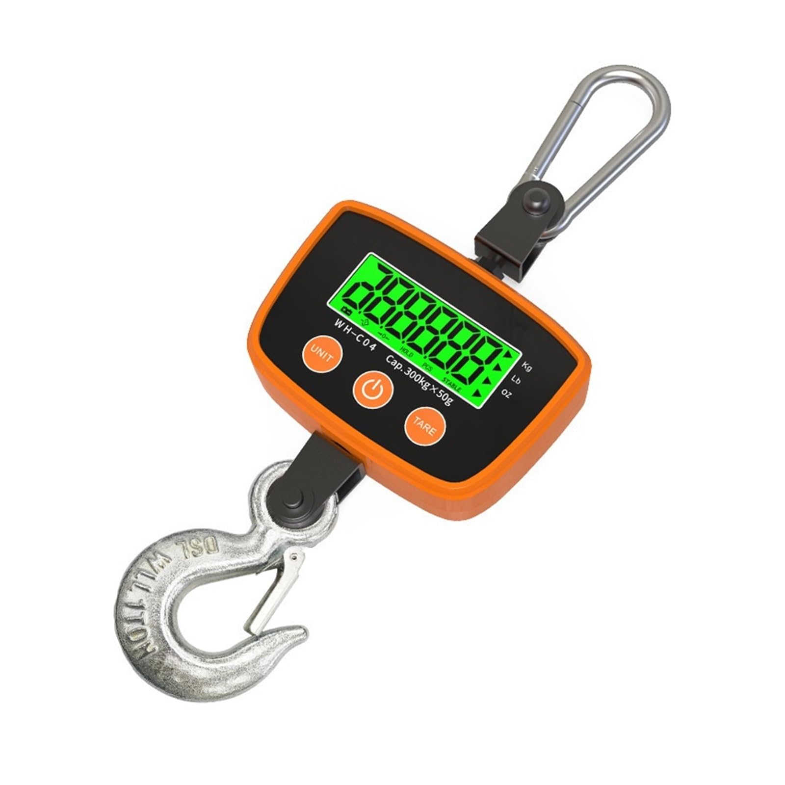 JVDDI Digital Hanging Scale Green Backlight 500kg Handheld Digital Industrial Crane Hook Scale with Loud Buzzer Heavy Duty Crane Hook