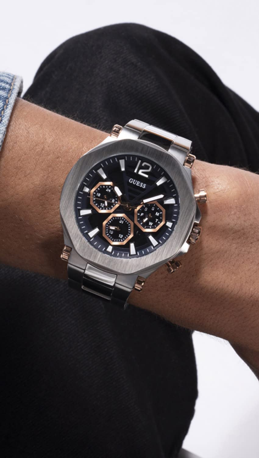 Guess US - Reloj multifunción para hombre en tono plateado