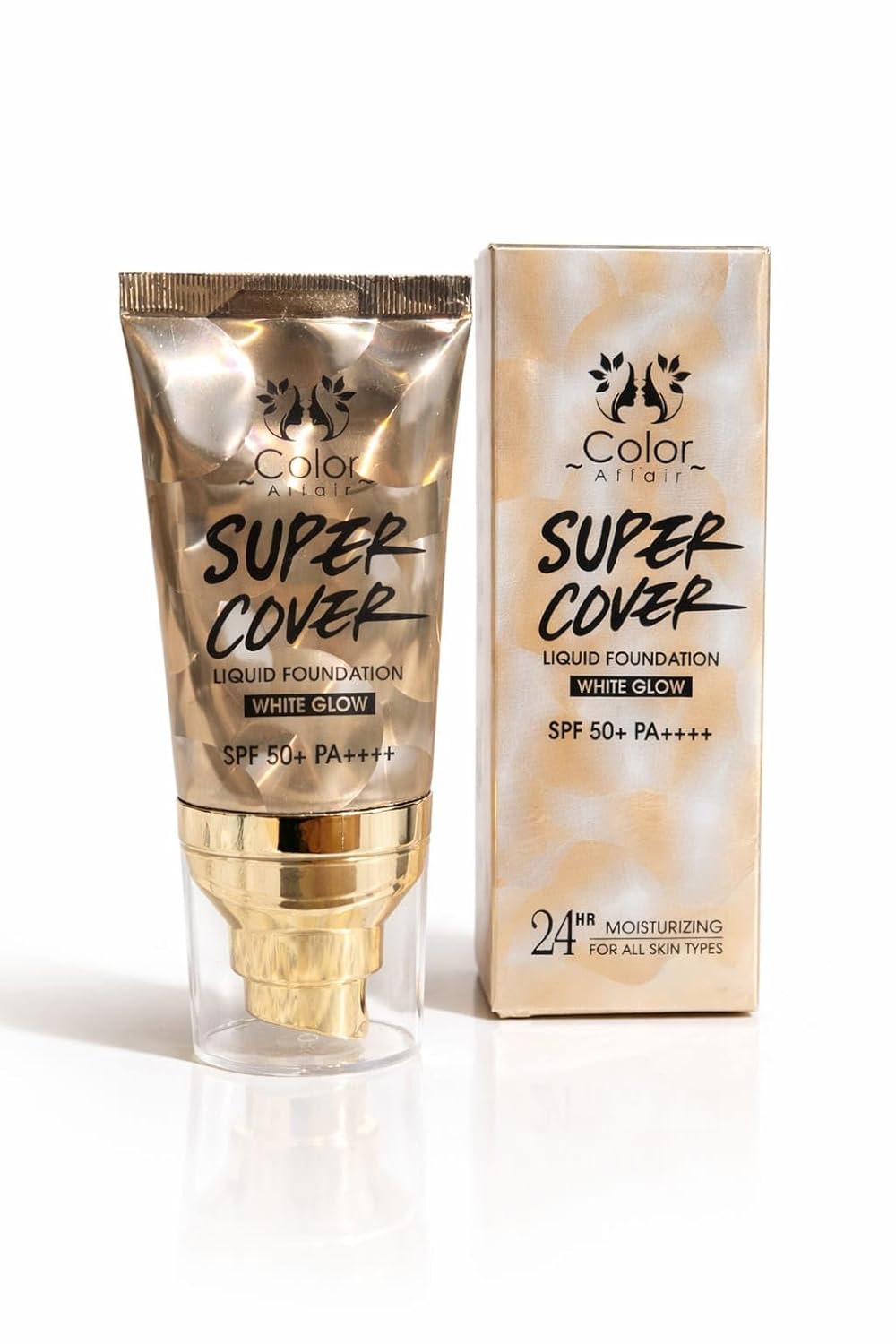 Super Cover Liquid Foundation, White Glow, Full Coverage, SPF 50+ PA++++, 24HR Moisturizing, All Skin Types