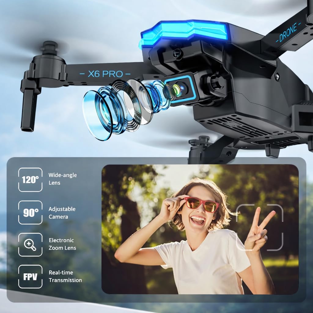 Drones con Camara 1080P Dron para Niños con Motor Brushless Drone FPV con 30min de Vuelo/Altitud Retención RC Quadcopter para Principiantes, Juguetes Regalo para Niños, Menos de 249g (White)