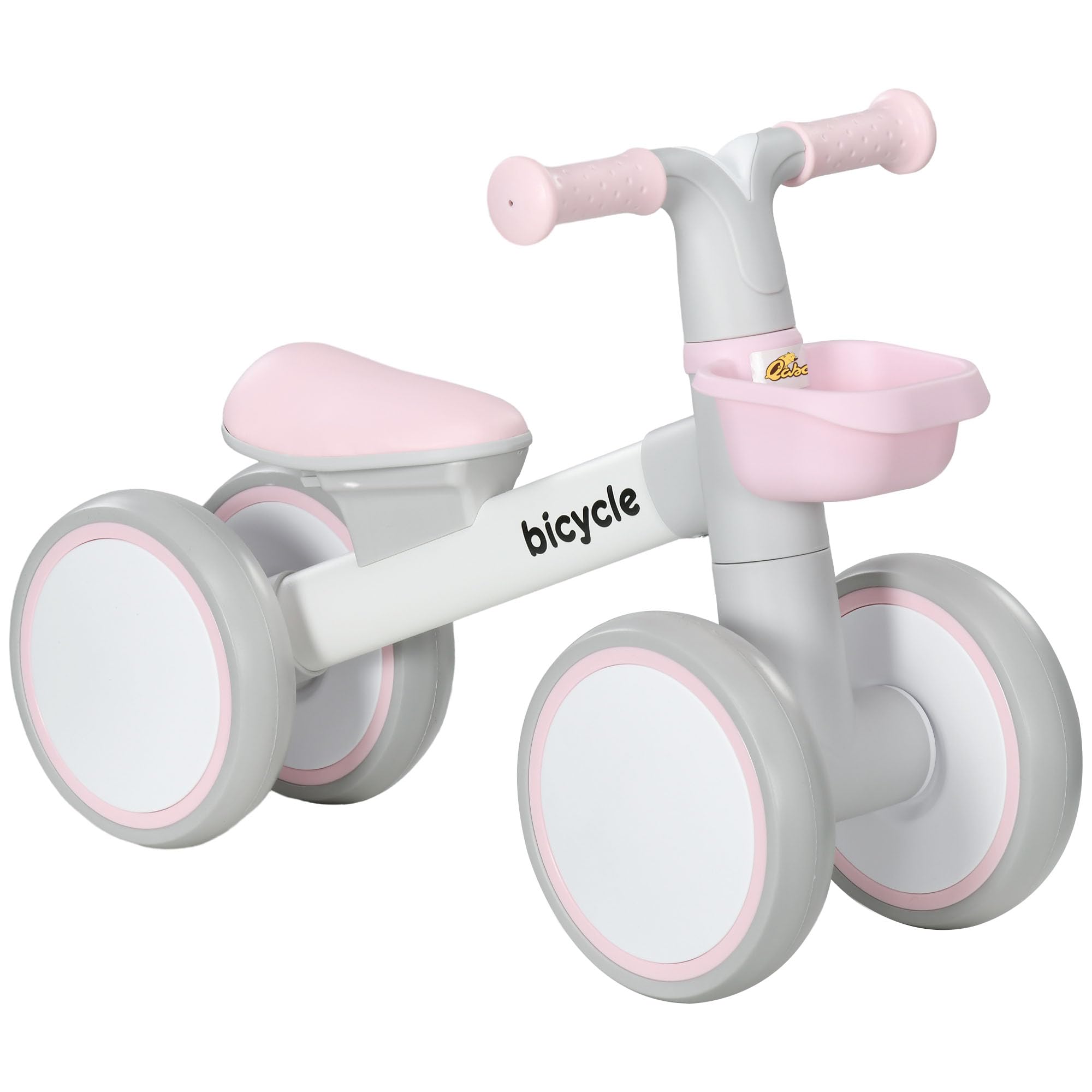 Qaba Balance Bike for Toddlers 1-3 Years, Baby Balance Bike with Adjustable Seat, Silent Wheels, No Pedal Bike for Boys and Girls, Pink